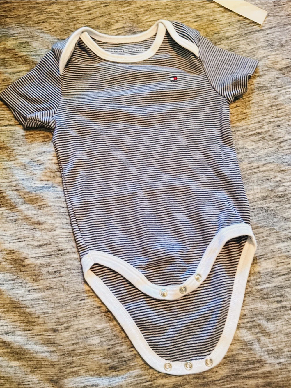 Tommy Hilfiger Navy & White Striped Baby One-Piece Bodysuit